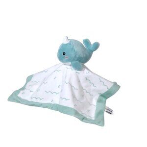 Pearhead Narwhal Whale Baby Security Lovey Blanket 14" X 14"